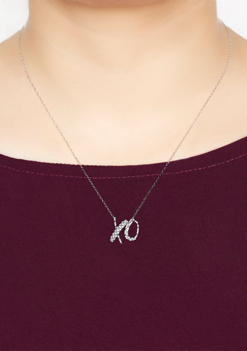 1/5 ct. t.w. Round White Diamond XO Pendant Necklace in Sterling SIlver