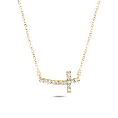 Belk & Co 1/5 ct.t.w Diamond Cross Pendant Necklace in 14K Yellow Gold