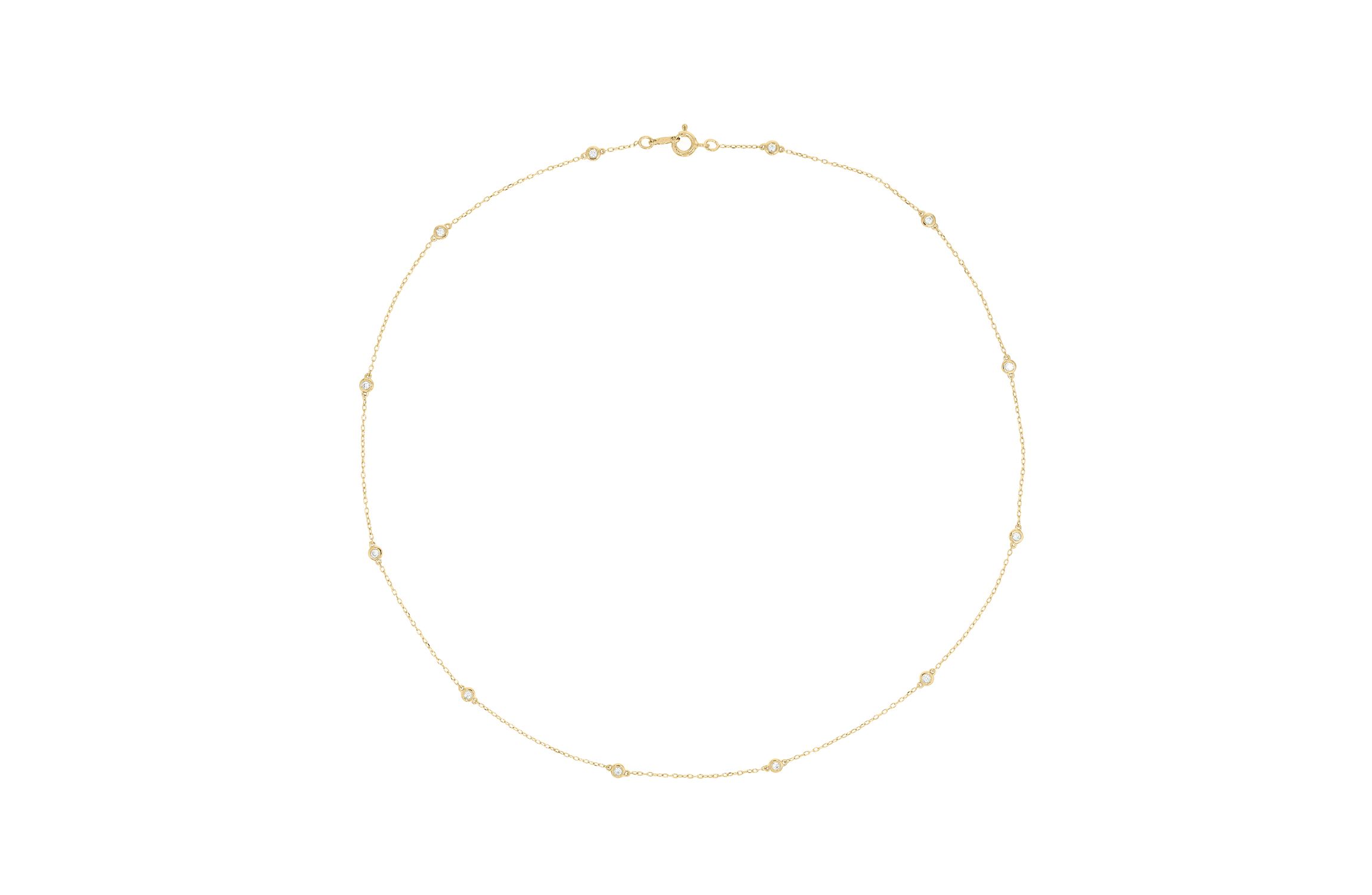 1/4 ct.t.w  Diamond By The Yard Charm Necklace in 14K Yellow Gold