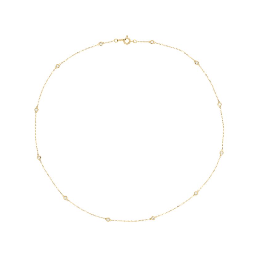 1/4 ct.t.w  Diamond By The Yard Charm Necklace in 14K Yellow Gold