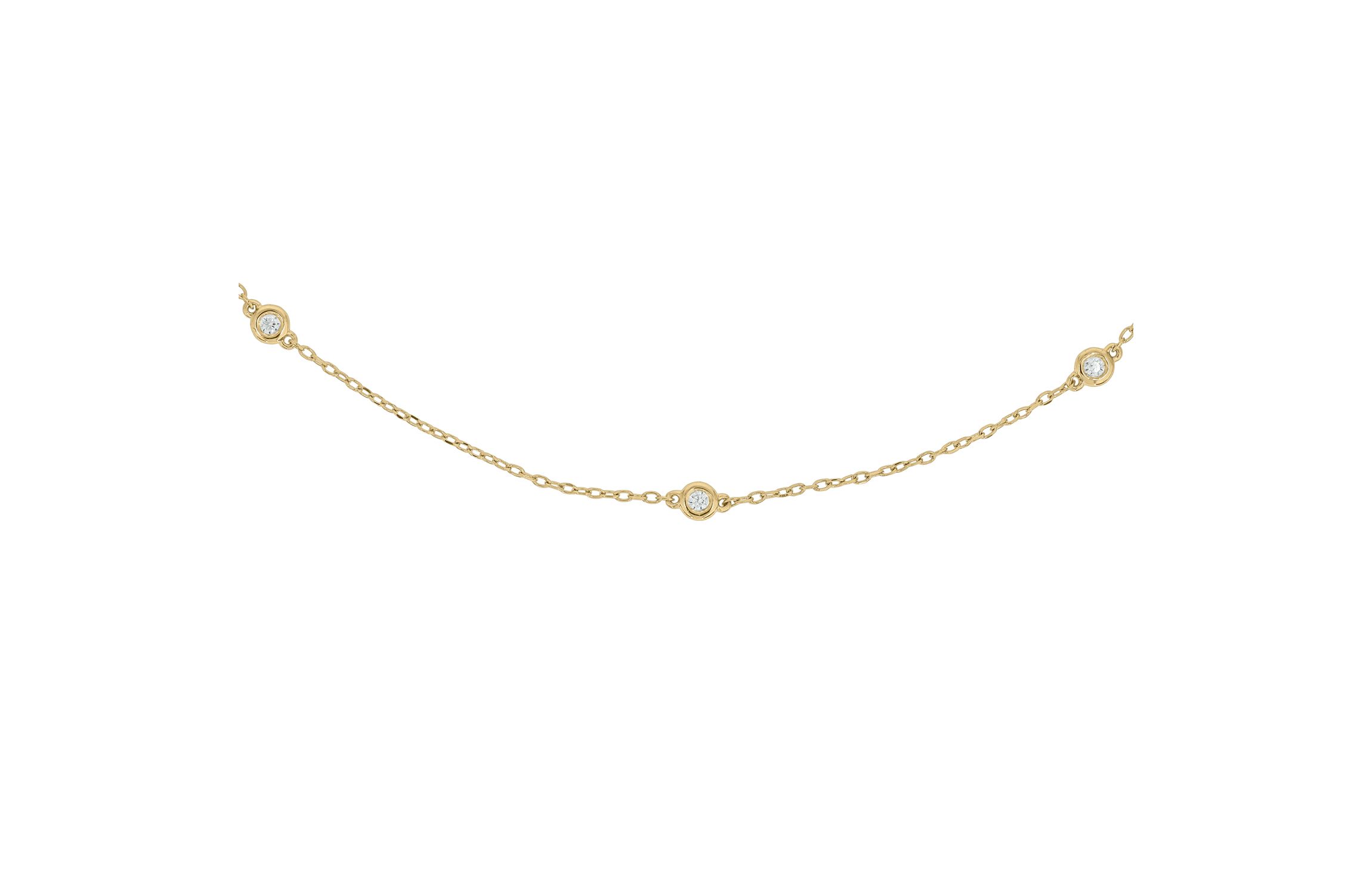 1/4 ct.t.w  Diamond By The Yard Charm Necklace in 14K Yellow Gold