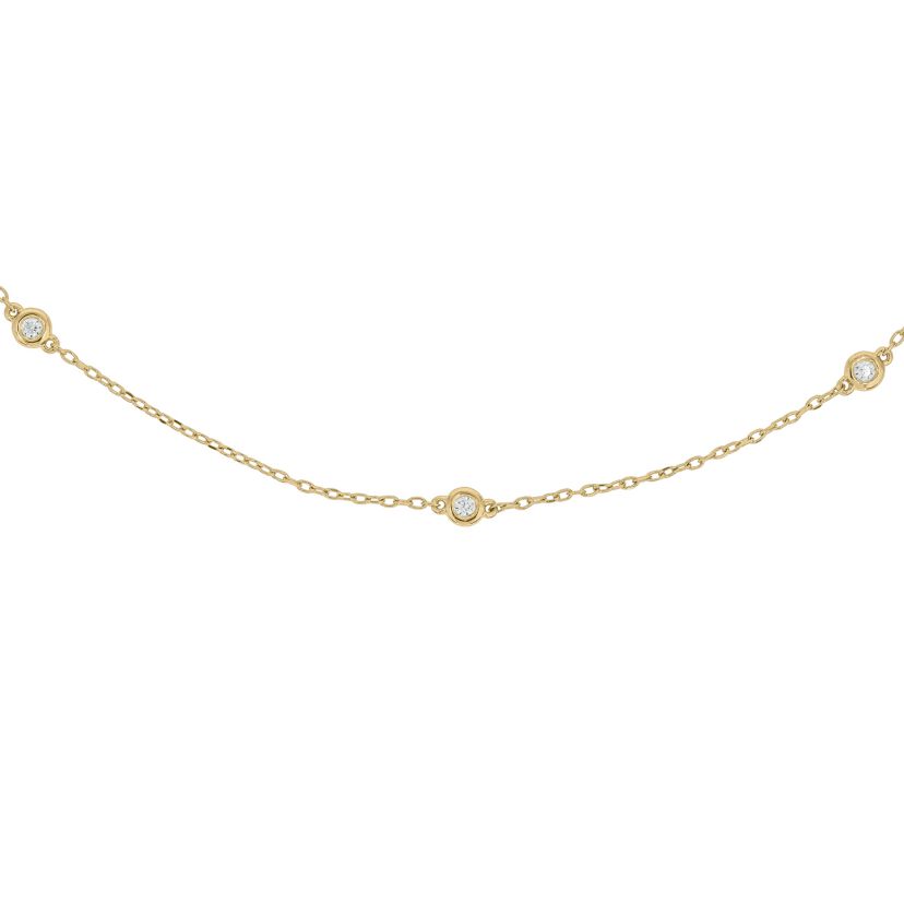 1/4 ct.t.w  Diamond By The Yard Charm Necklace in 14K Yellow Gold