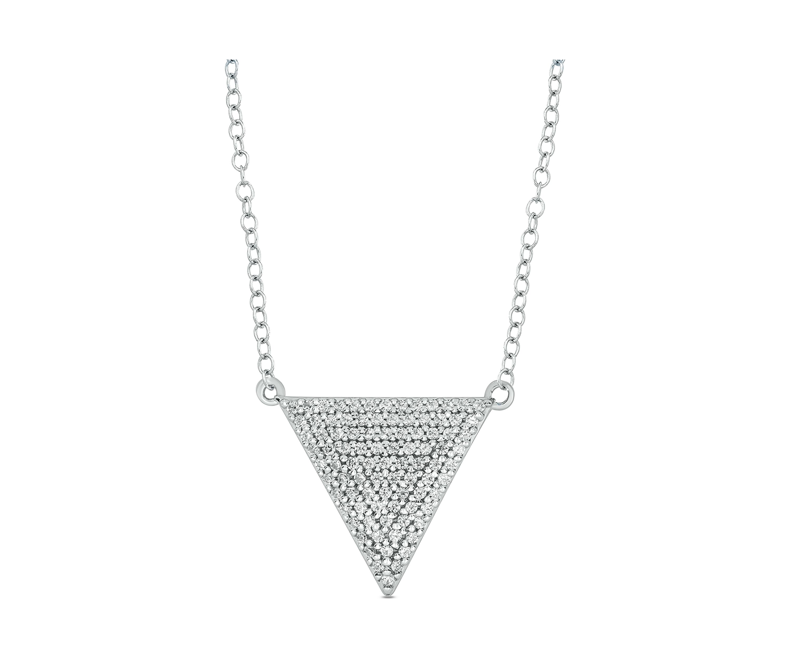 1/4 ct. t.w. Diamond Triangle Pendant Necklace in Sterling Silver