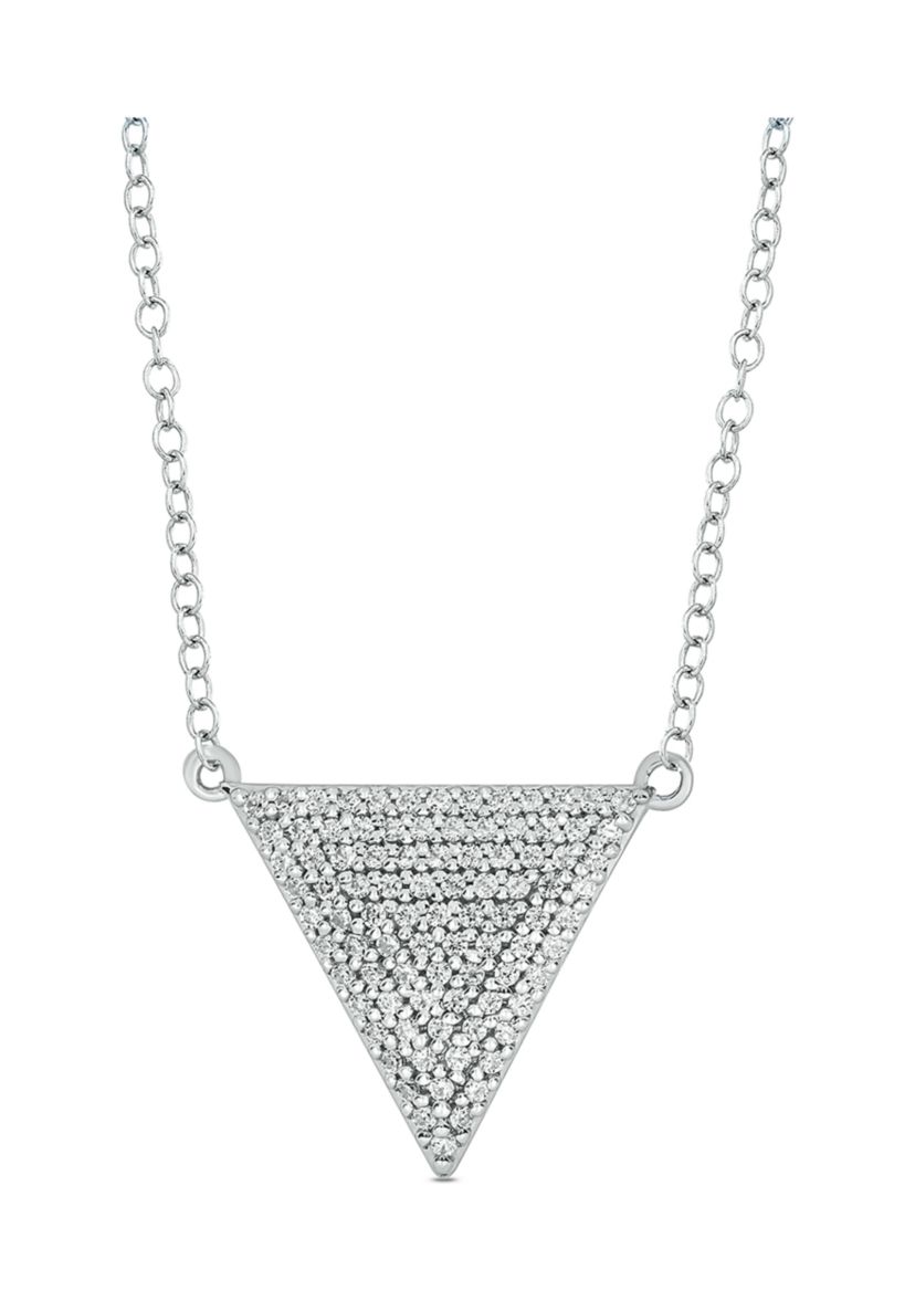 1/4 ct. t.w. Diamond Triangle Pendant Necklace in Sterling Silver