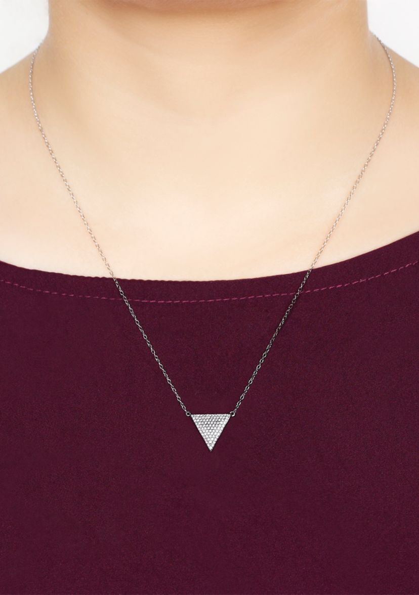 1/4 ct. t.w. Diamond Triangle Pendant Necklace in Sterling Silver