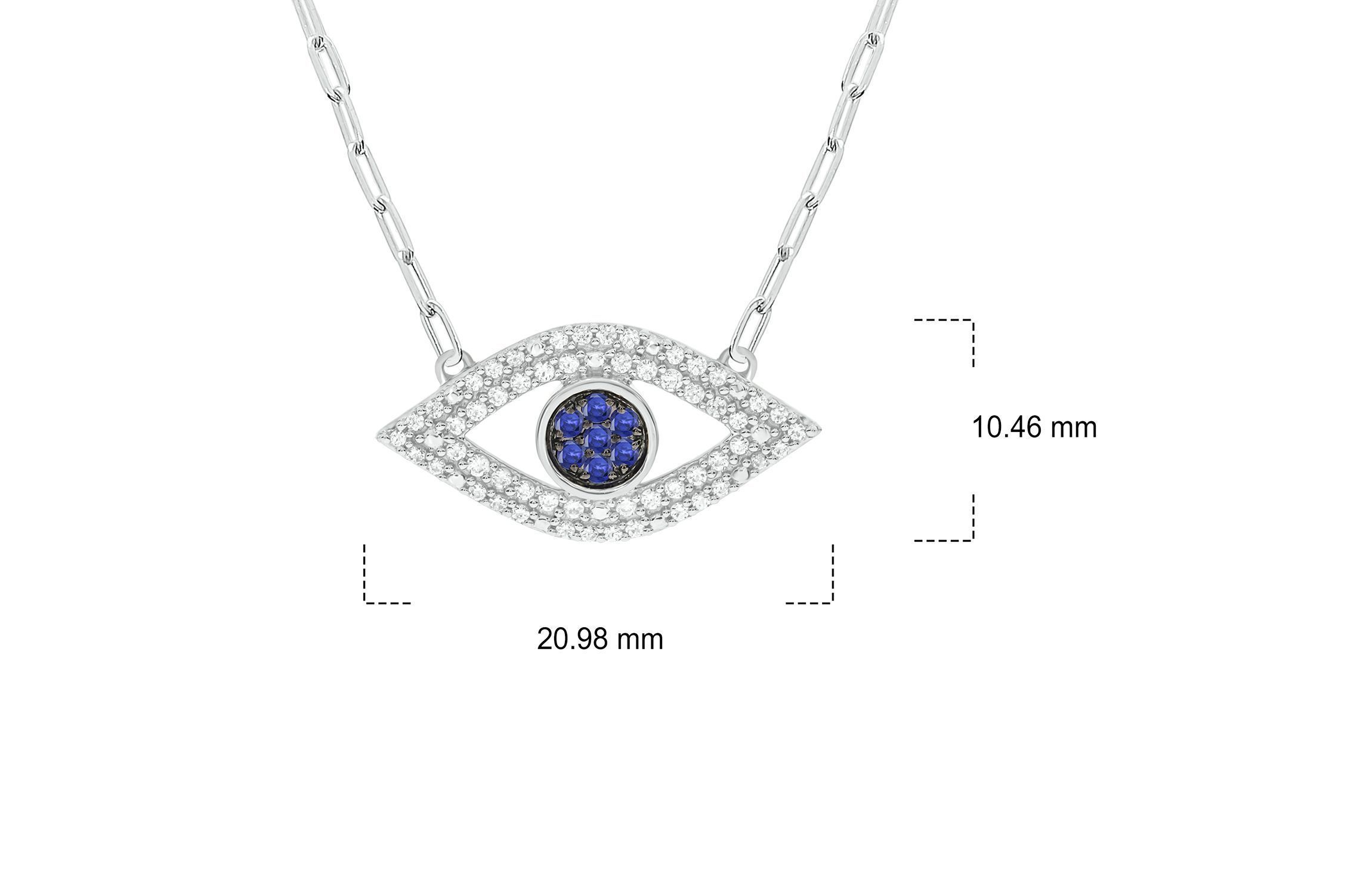 Lab Created 1/4 ct. t.w. Diamond Evil Eye Necklace In Sterling Silver