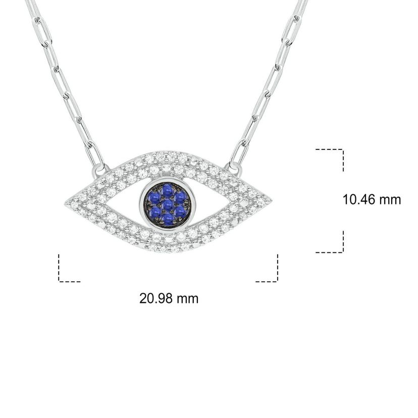 Lab Created 1/4 ct. t.w. Diamond Evil Eye Necklace In Sterling Silver
