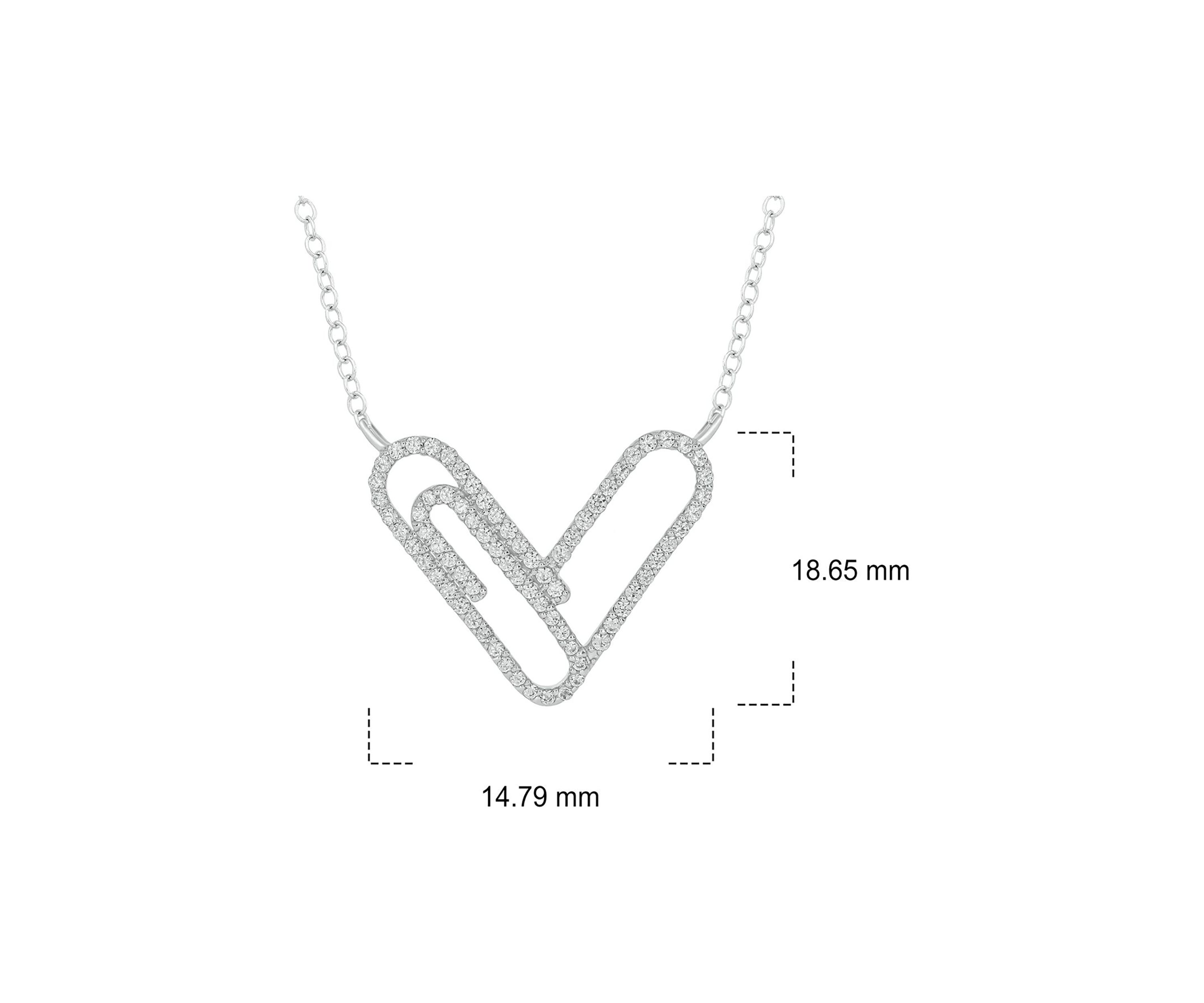 1/4 ct. t.w. Diamond Paper Clip Styled Necklace In Sterling Silver