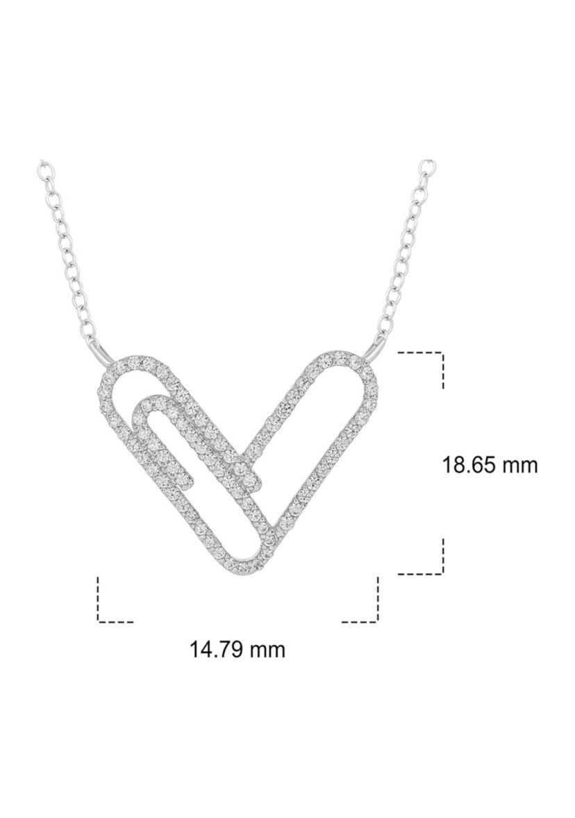 1/4 ct. t.w. Diamond Paper Clip Styled Necklace In Sterling Silver