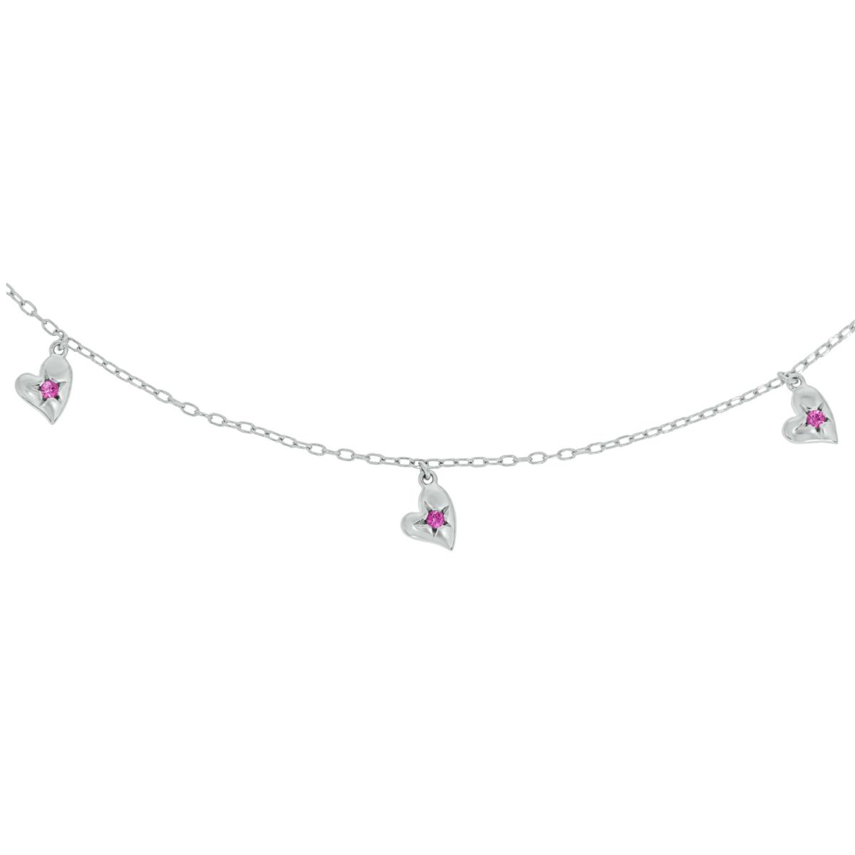 1/4 ct.t.w Diamond Heart Shape With Gemstone Charm Necklace in 14K White Gold