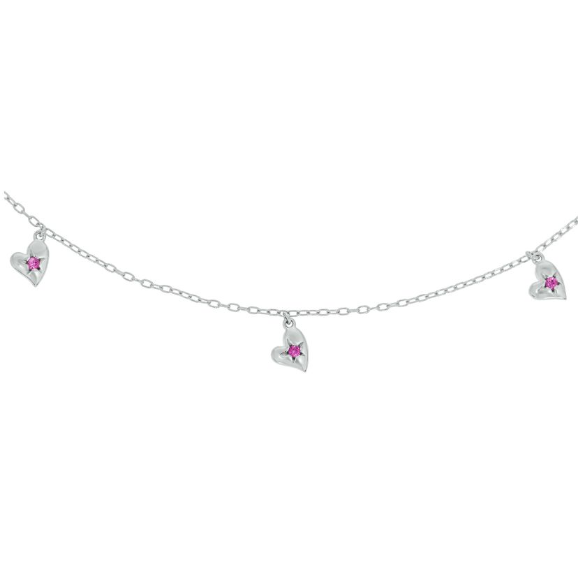 1/4 ct.t.w Diamond Heart Shape With Gemstone Charm Necklace in 14K White Gold