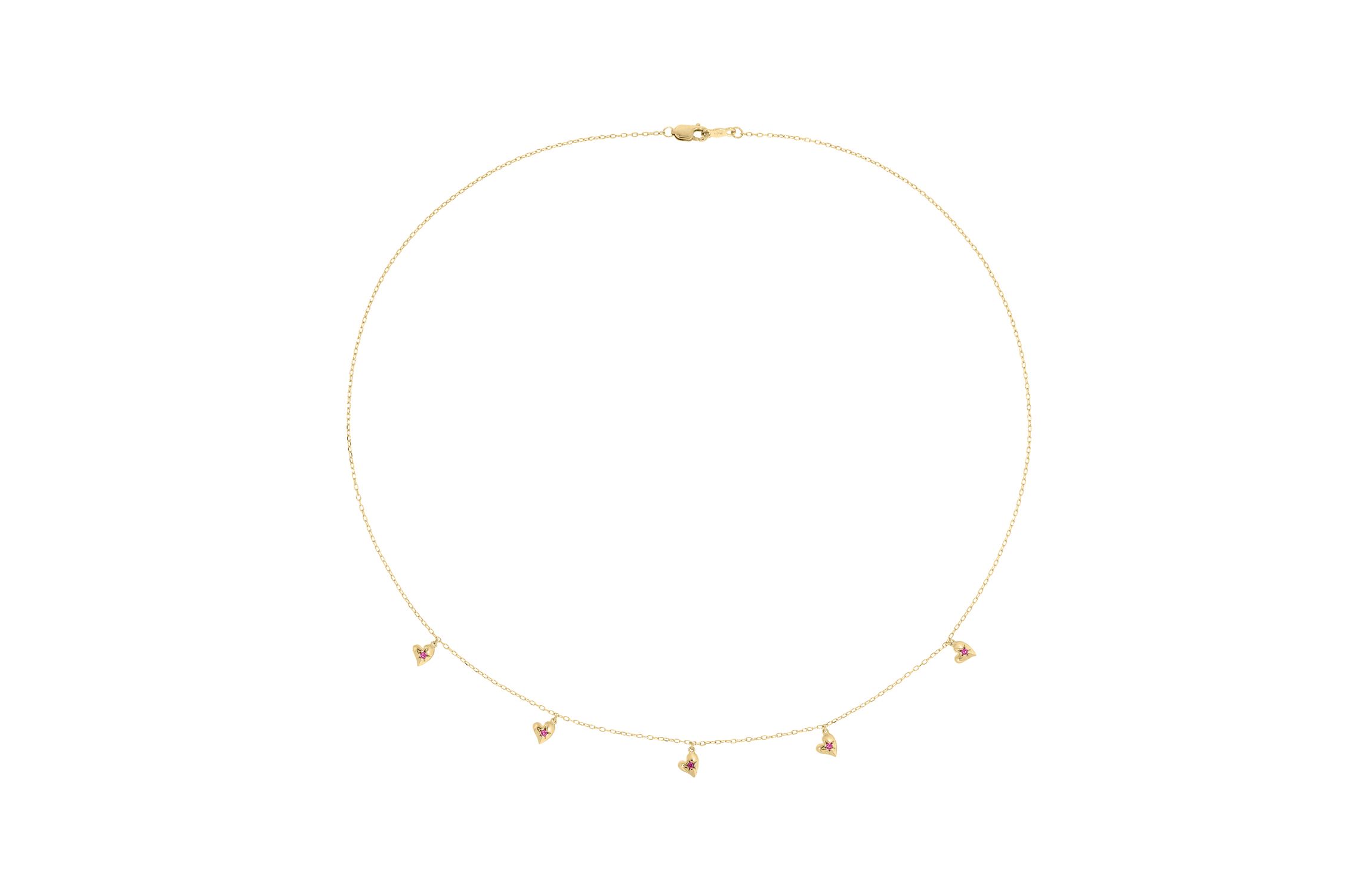 1/4 ct.t.w Diamond Heart Shape With Gemstone Charm Necklace in 14K Yellow Gold