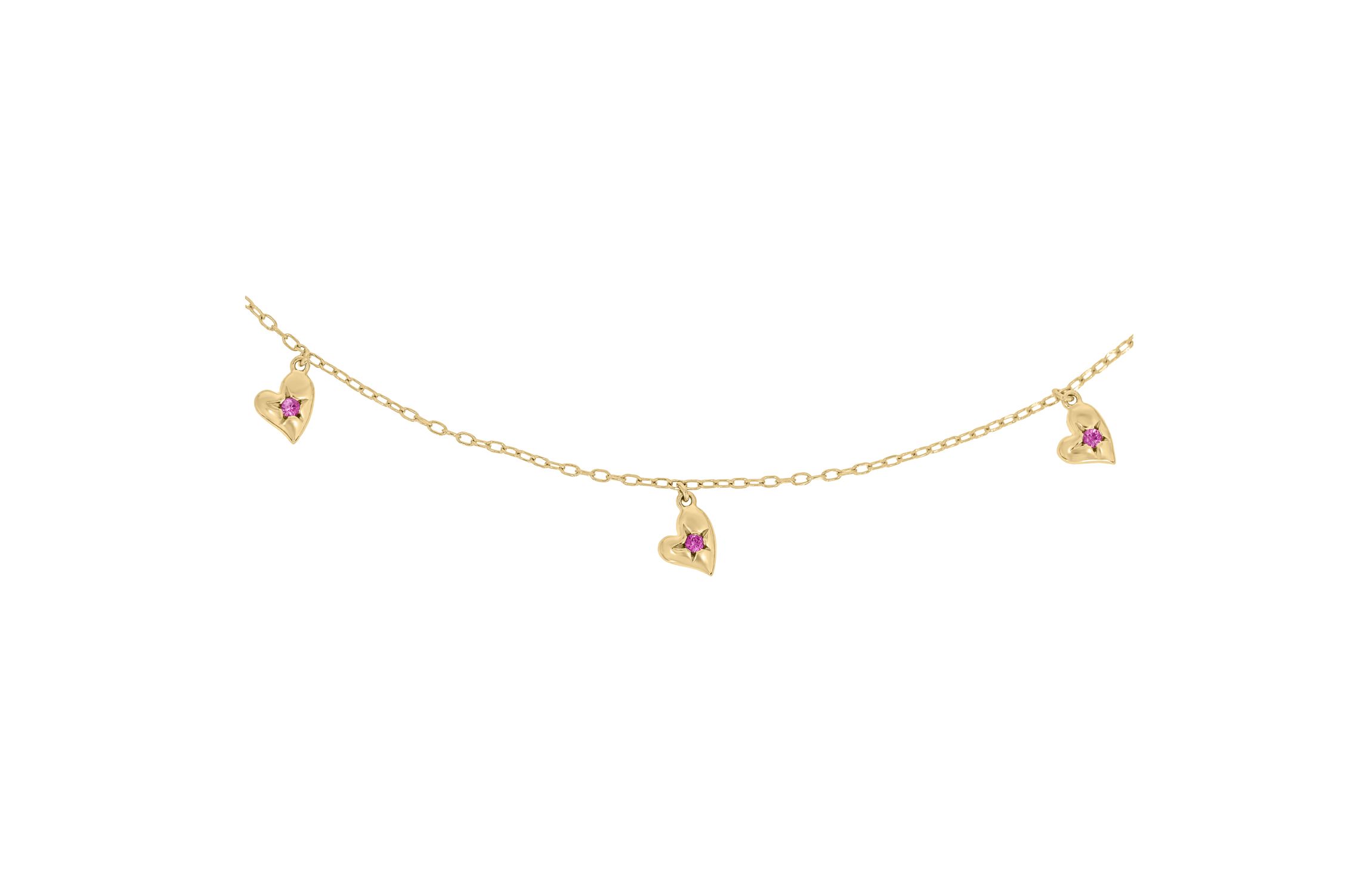 1/4 ct.t.w Diamond Heart Shape With Gemstone Charm Necklace in 14K Yellow Gold