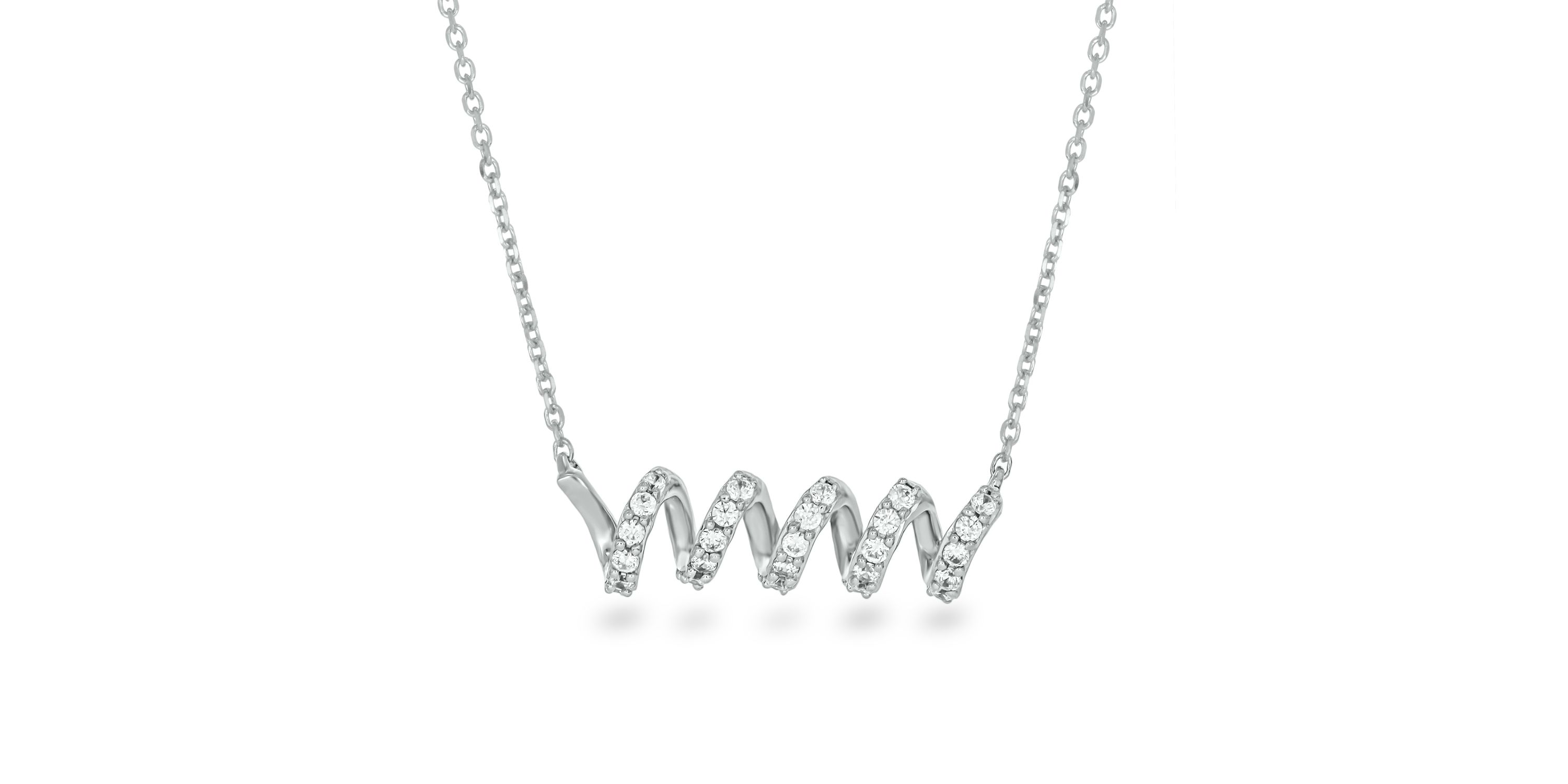 1/4 carat, Diamond Telephone Wires Necklace Pendant in 14K White Gold
