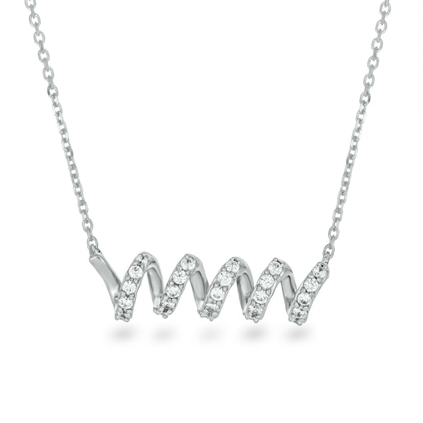 1/4 carat, Diamond Telephone Wires Necklace Pendant in 14K White Gold