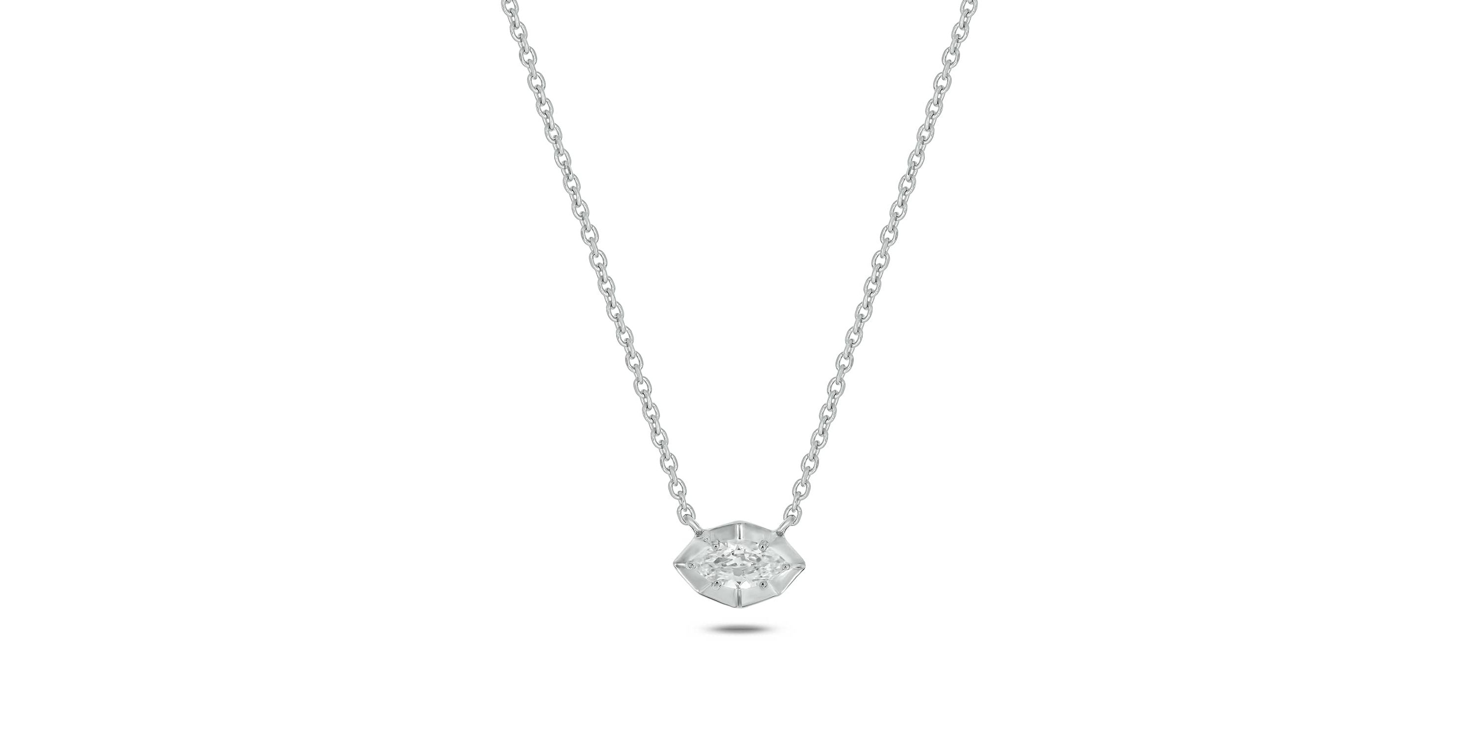 Lab Created 1/4 ct. t.w. Lab Grown Marquise Diamond Solitaire Necklace in Sterling Silver