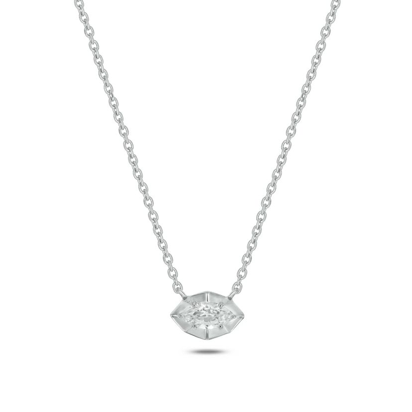 Lab Created 1/4 ct. t.w. Lab Grown Marquise Diamond Solitaire Necklace in Sterling Silver