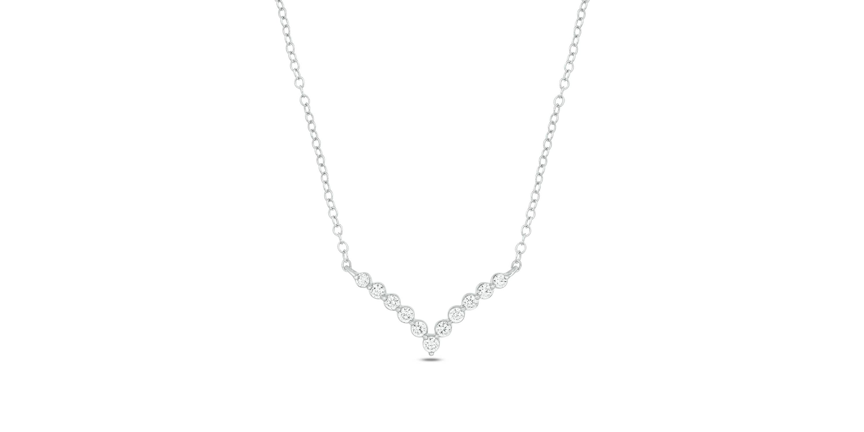 Lab Created 1/4 ct. t.w. Lab Grown Diamond Elegant V-Shaped Necklace in Sterling Silver