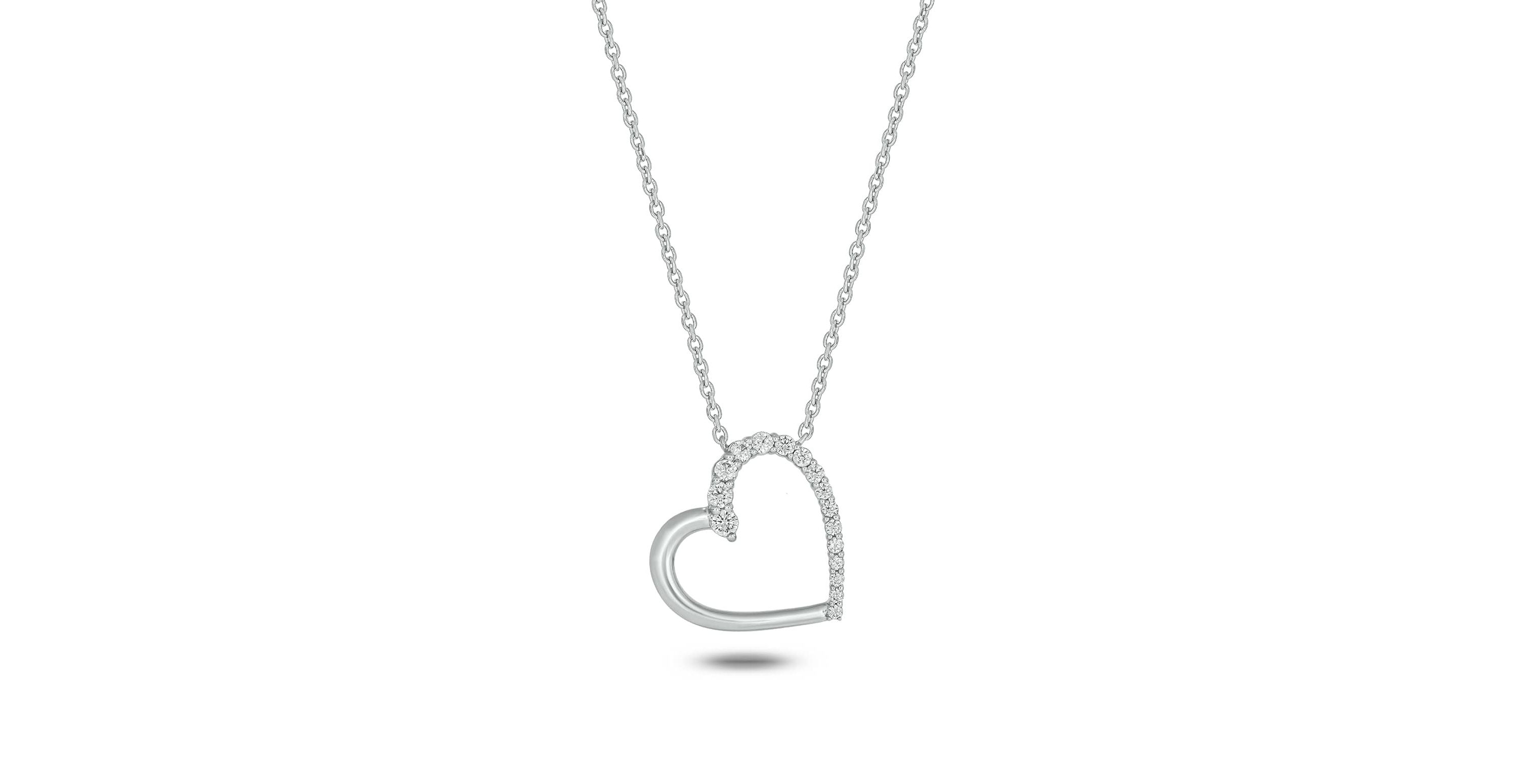 Lab Created 1/3 ct. t.w. Lab Grown Graduation Diamond Heart Necklace in Sterling Silver