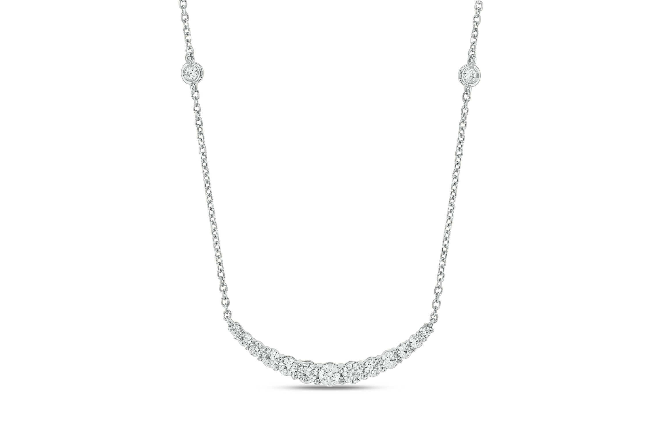 3/8 carat, Diamond Smiley stunning Necklace Pendant in 14K White Gold