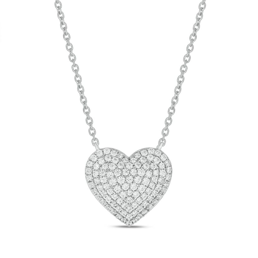 1/2 Carat,Heart necklace Pendant in 14K White Gold
