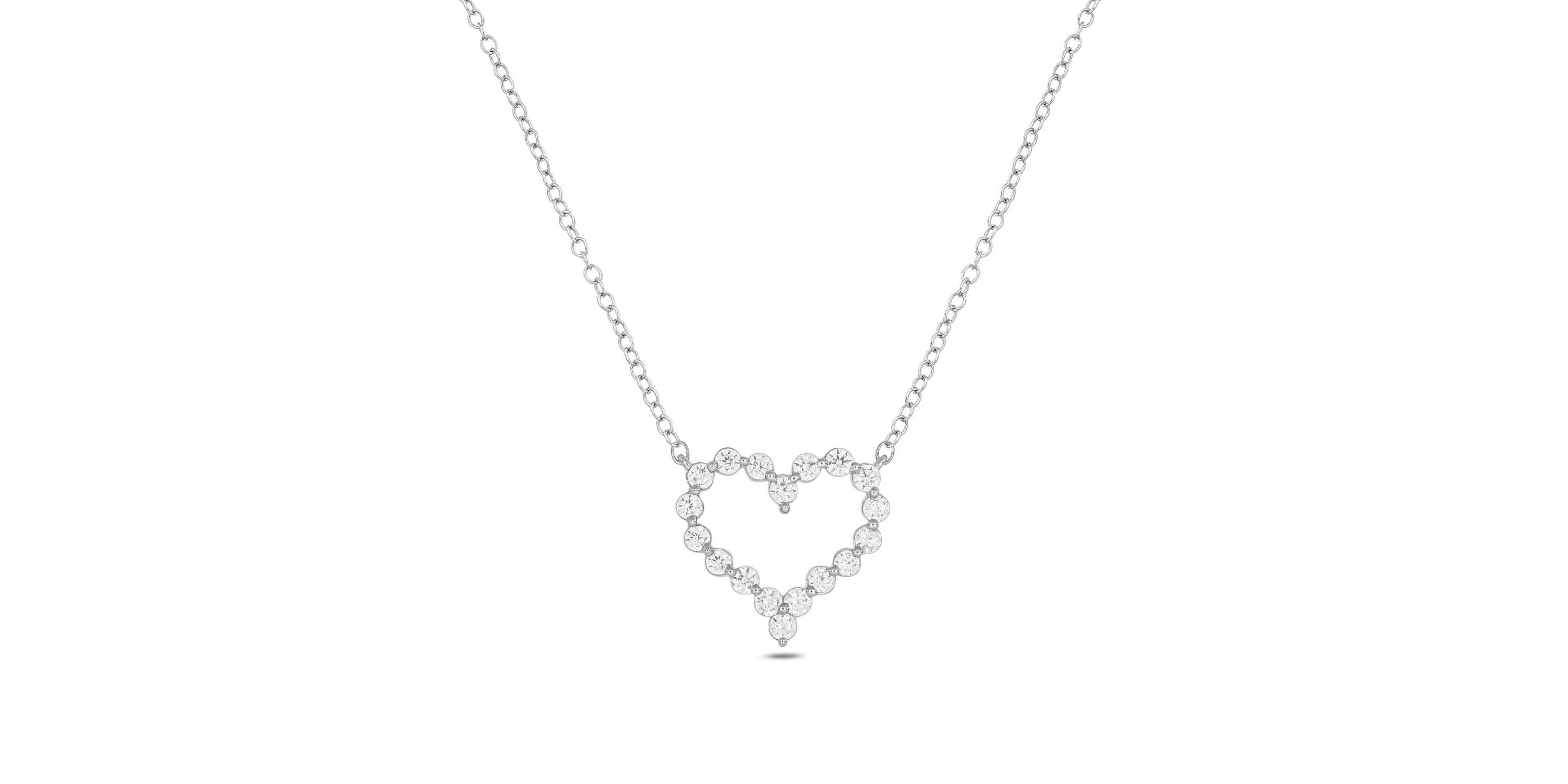 Lab Created 1/2 ct. t.w. Lab Grown Diamond Heart Shaped Necklace in Sterling Silver