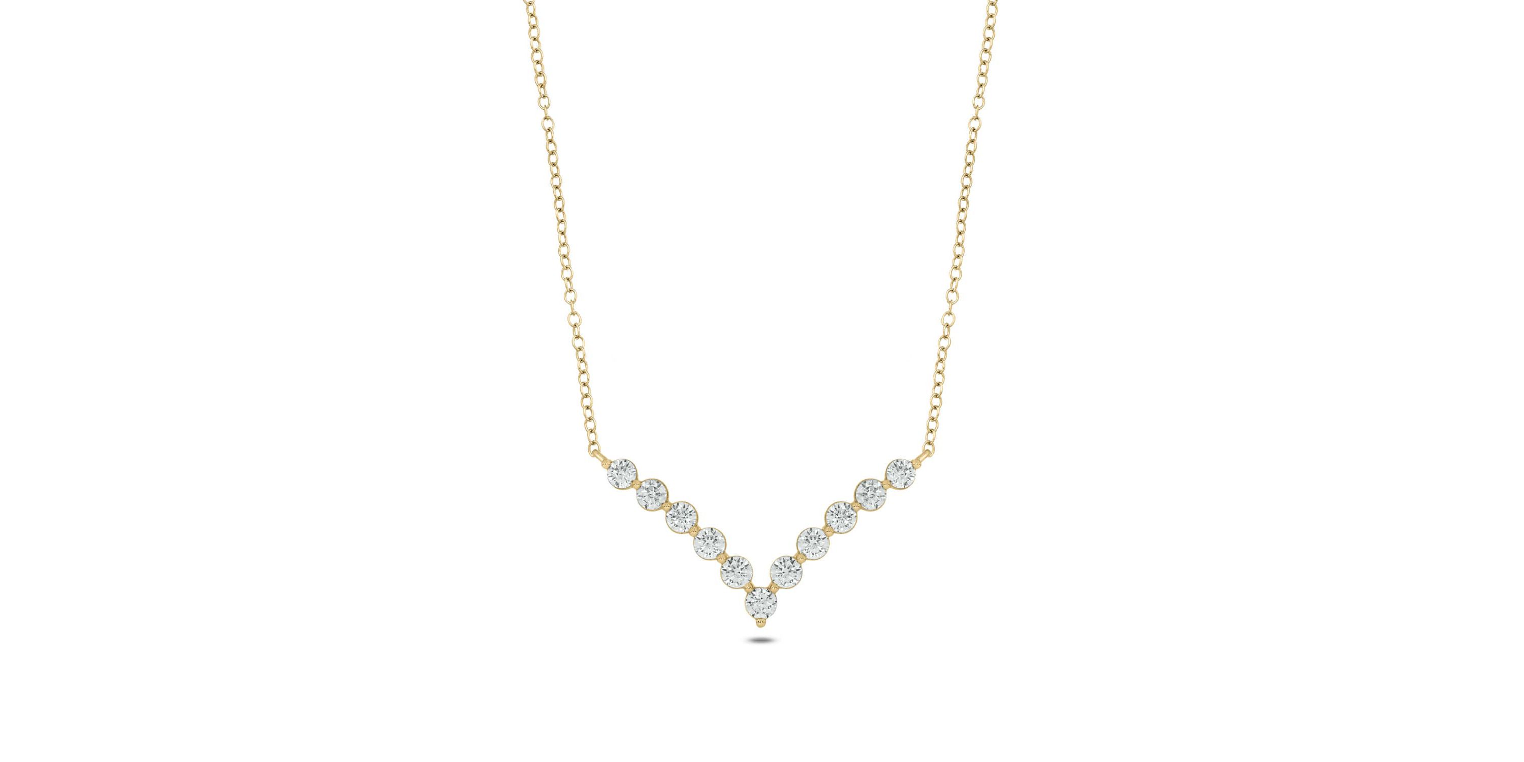 Lab Created 1 ct. t.w. Lab Grown Diamond Elegant V-Shaped Necklace in 10K Yellow Gold