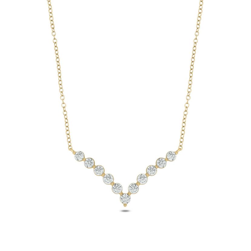 Lab Created 1 ct. t.w. Lab Grown Diamond Elegant V-Shaped Necklace in 10K Yellow Gold