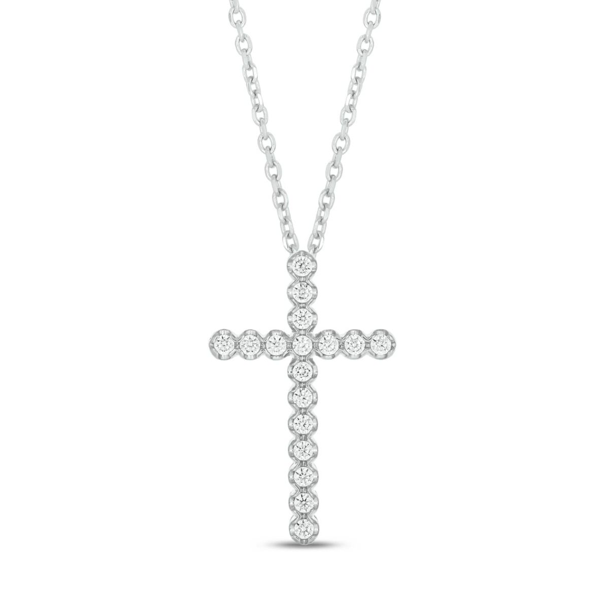 1/4 carat, Diamond Cross Pendant in 14K White Gold