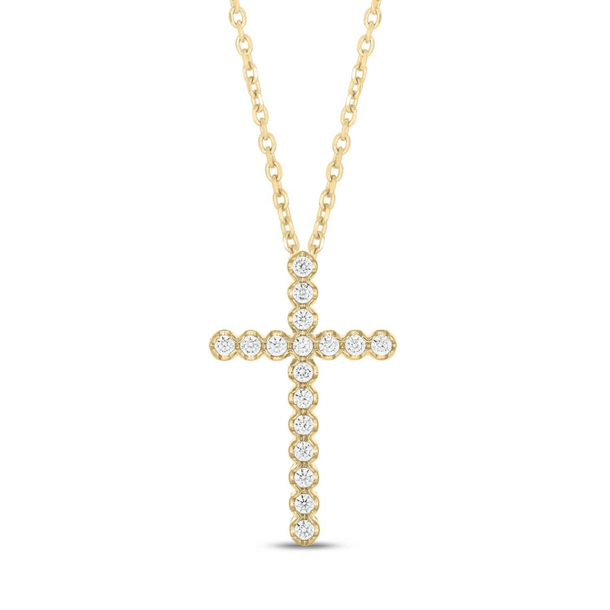 1/4 carat, Diamond Cross Pendant in 14K Yellow Gold