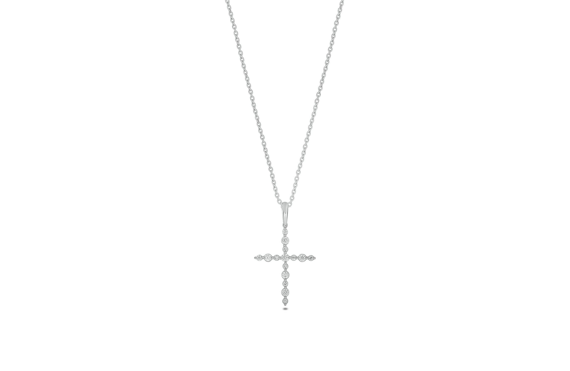 Lab Created 1/4 Carat Lab-Grown Diamond Cross Pendant in Sterling Silver.