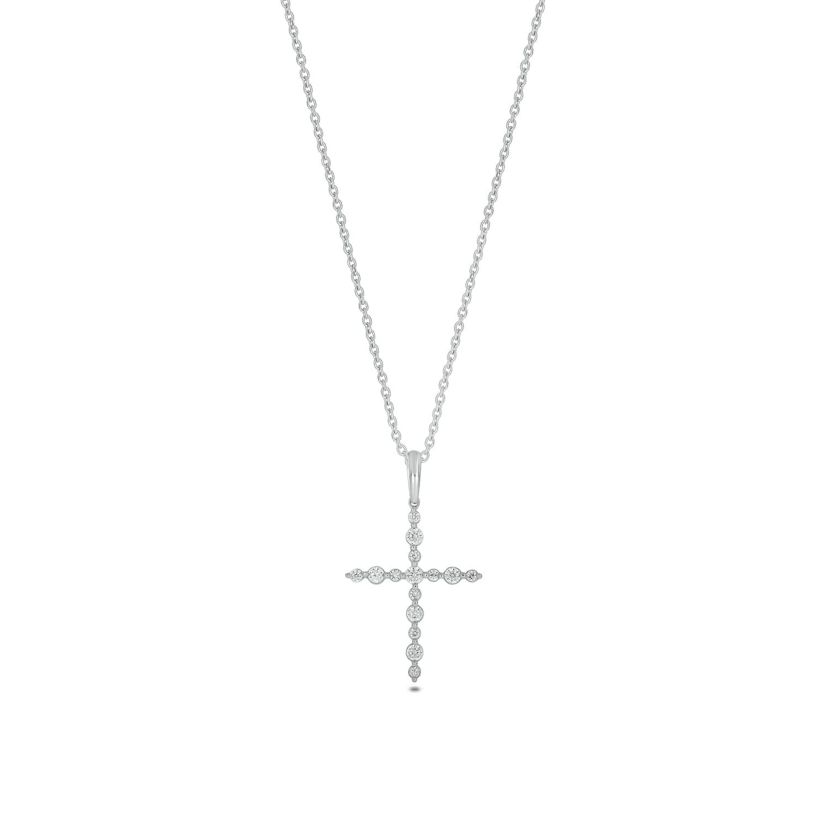 Lab Created 1/4 Carat Lab-Grown Diamond Cross Pendant in Sterling Silver.