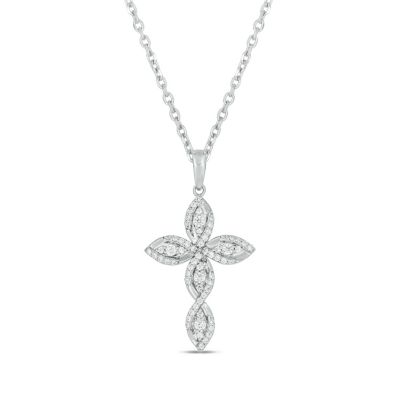 Belk & Co 1/3 carat, Diamond Unique Cross Pendant in 14K White Gold, 18 in