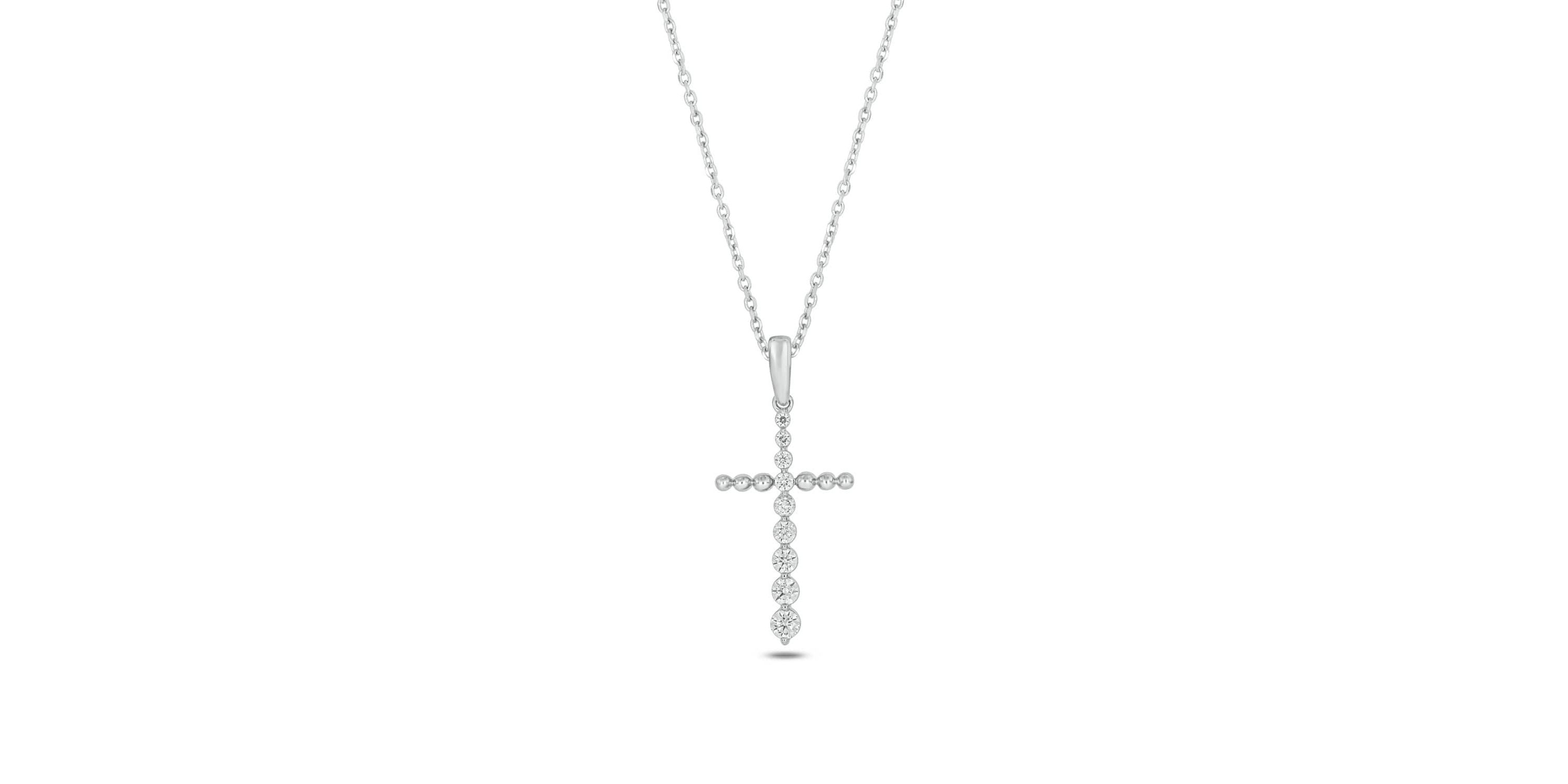 Lab Created 1/3 Carat Lab-Grown Diamond Graduations Cross Pendant in Sterling Silver