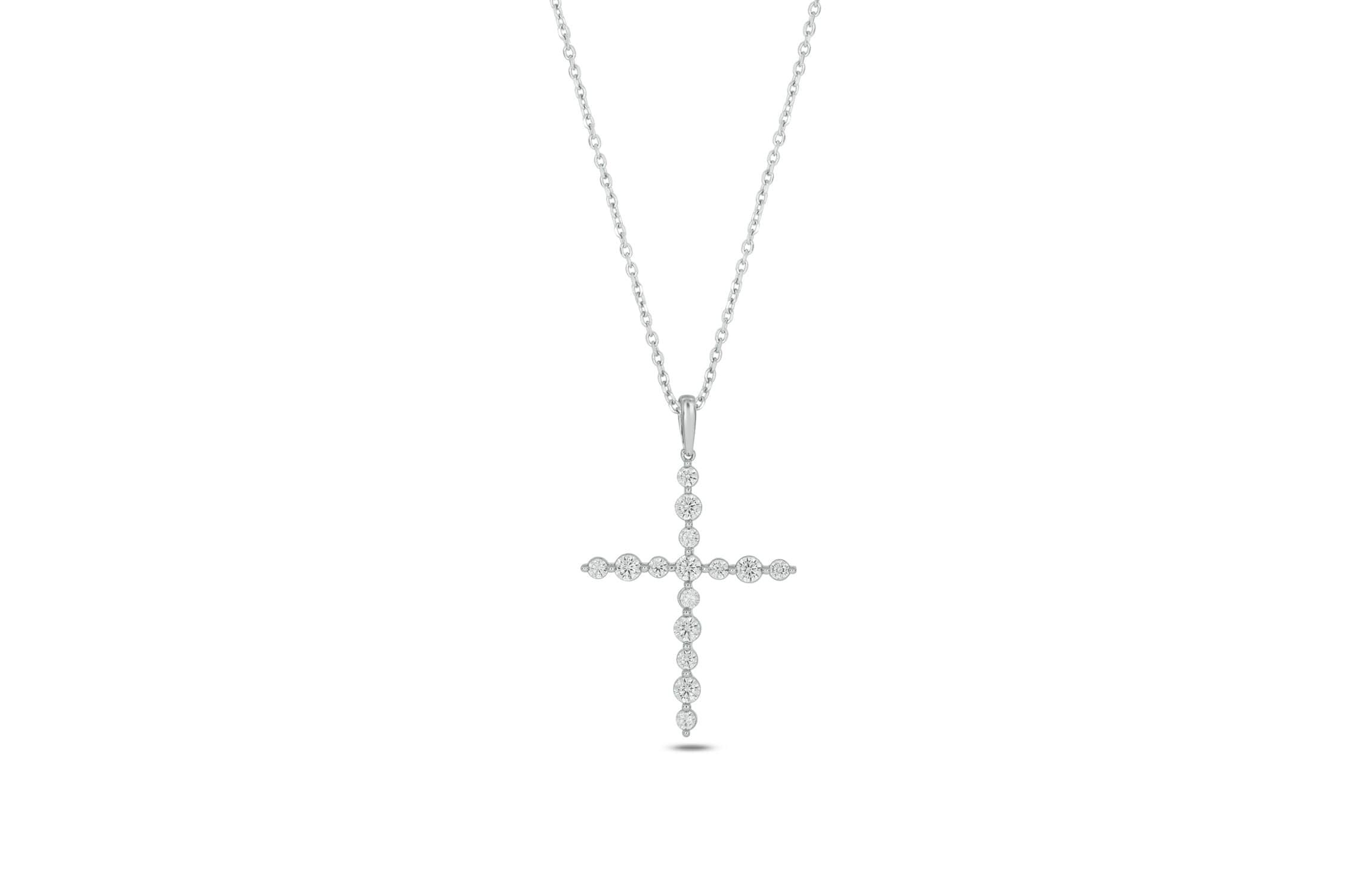 Lab Created 1 Carat Lab-Grown Diamond Elegant Cross  Pendant in Sterling Silver