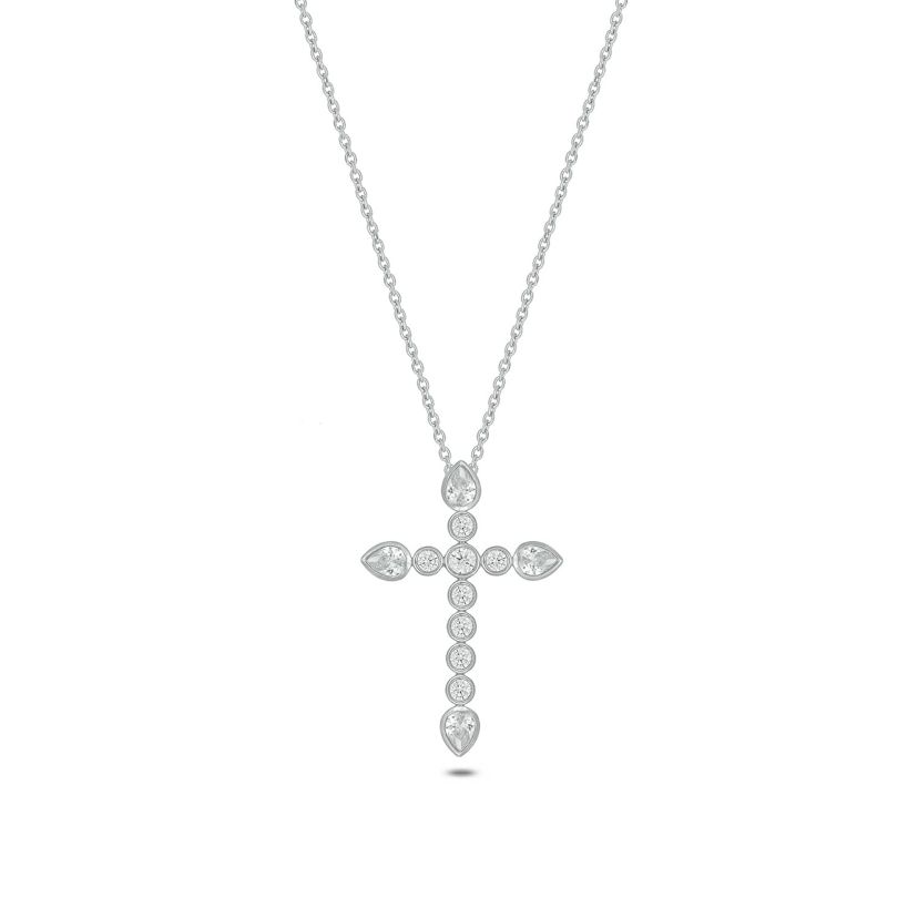 Lab Created 1 Carat Lab-Grown Diamond Cross Pendant in Sterling Silver