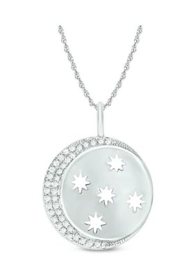 Belk & Co 1/10 ct. t.w. Diamond Moon Star Pendant in Sterling Silver, White, 18 in