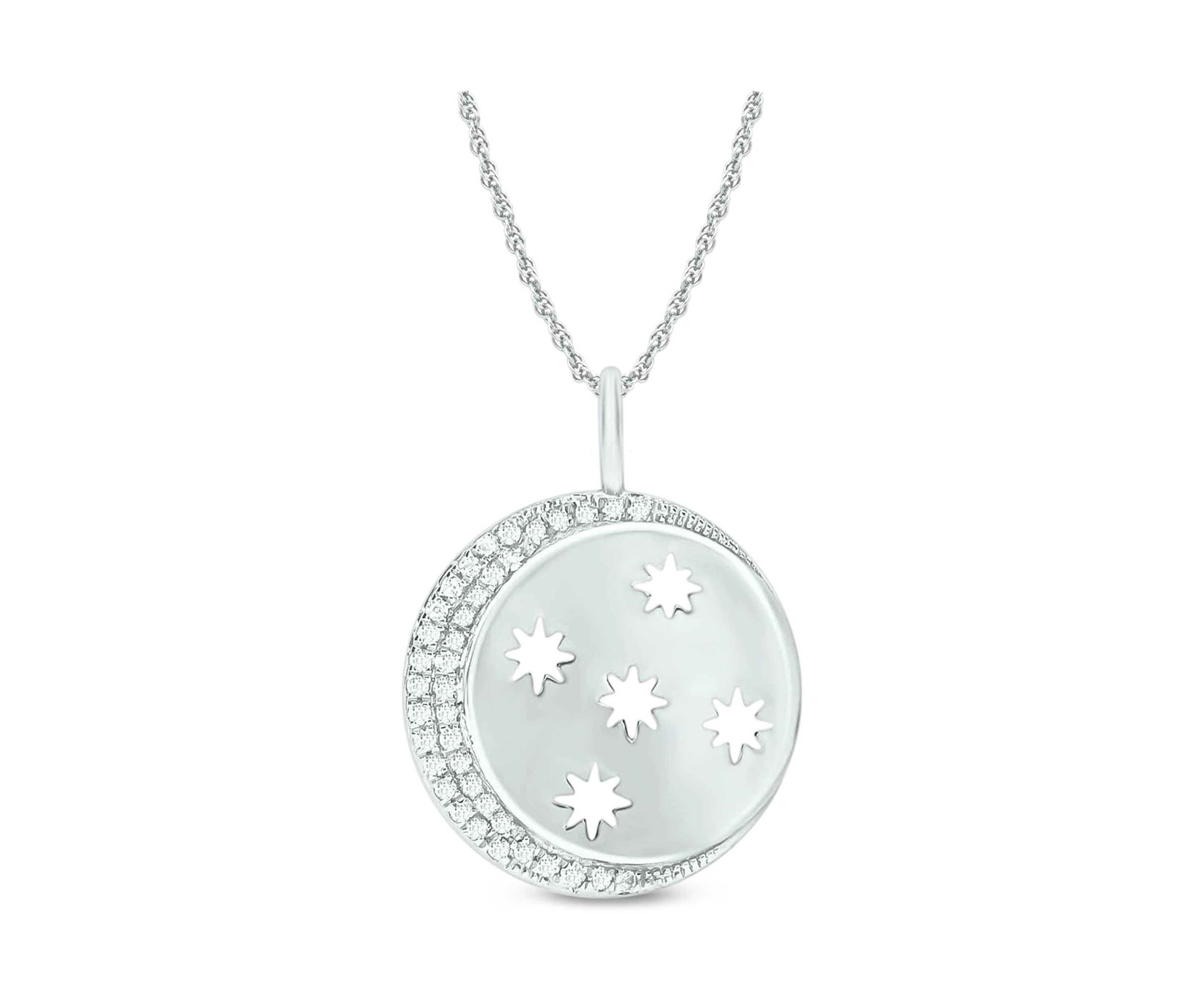 1/10 ct. t.w. Diamond Moon Star Pendant in Sterling Silver