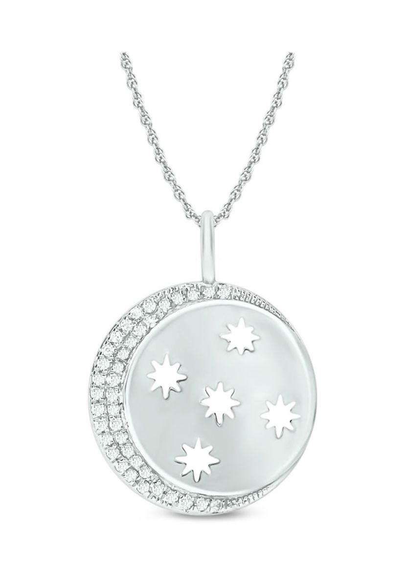 1/10 ct. t.w. Diamond Moon Star Pendant in Sterling Silver