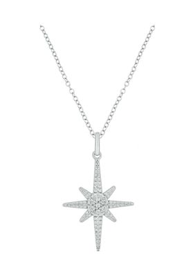 Belk & Co 1/10 ct. t.w. Diamond Asterisk Star Pendant in Sterling Silver, White, 18 in
