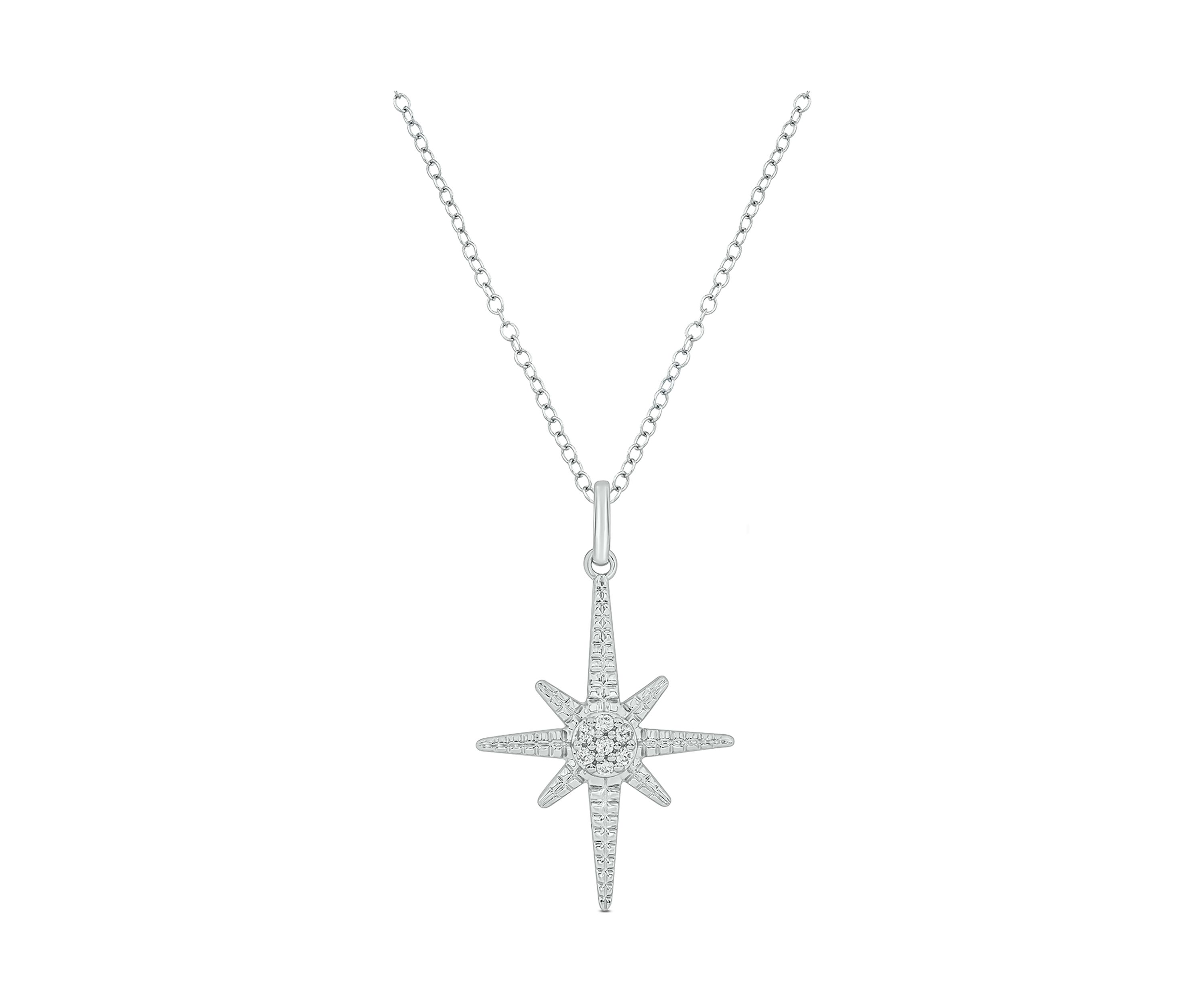 1/10 ct. t.w. Diamond Asterisk Star Pendant in Sterling Silver