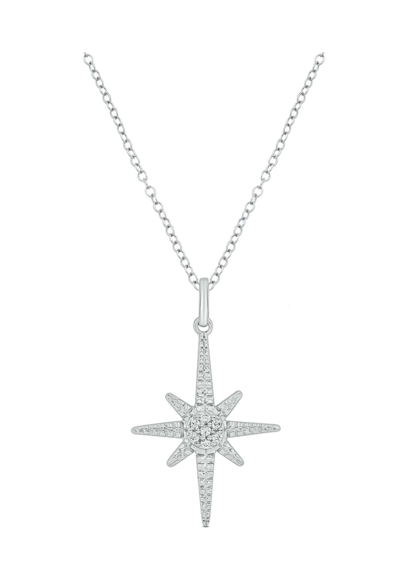 1/10 ct. t.w. Diamond Asterisk Star Pendant in Sterling Silver