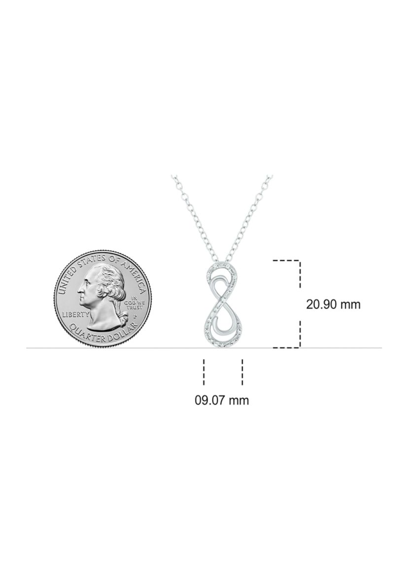 1/8 ct. t.w. Baguette Round White Diamond Infinity Pendant Necklace in Sterling Silver