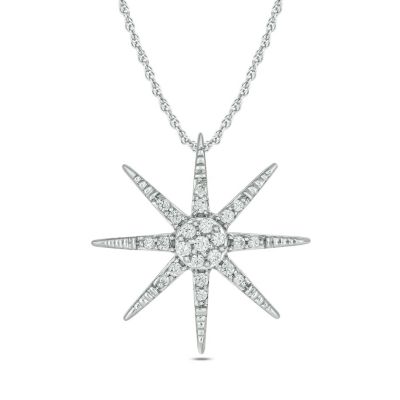 Belk & Co 1/10 ct. t.w. Diamond Star Pendant in Sterling Silver, White