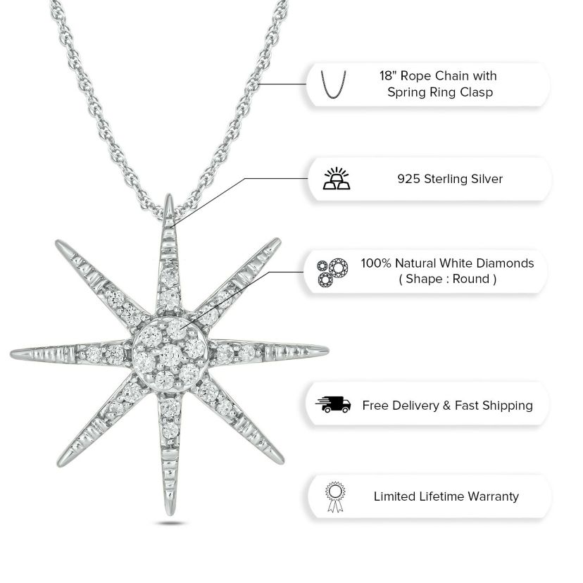 1/10 ct. t.w. Diamond Star Pendant in Sterling Silver