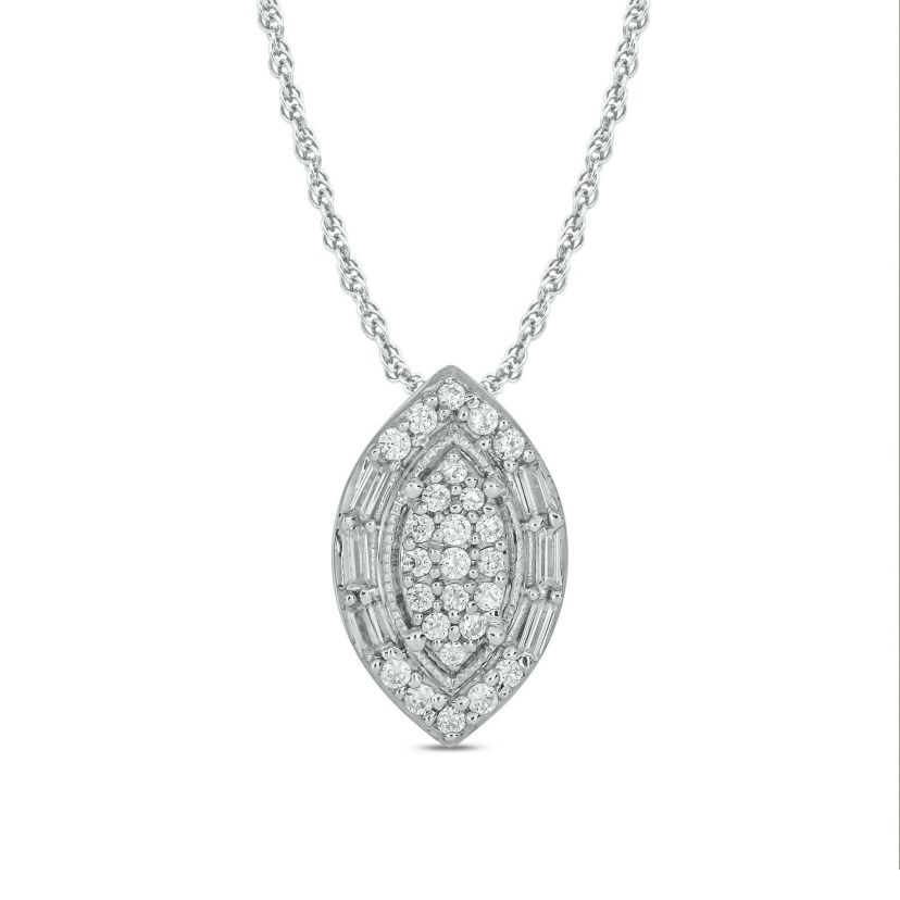 1/6 ct. t.w. Diamond Marquise Shape Pendant in Sterling Silver