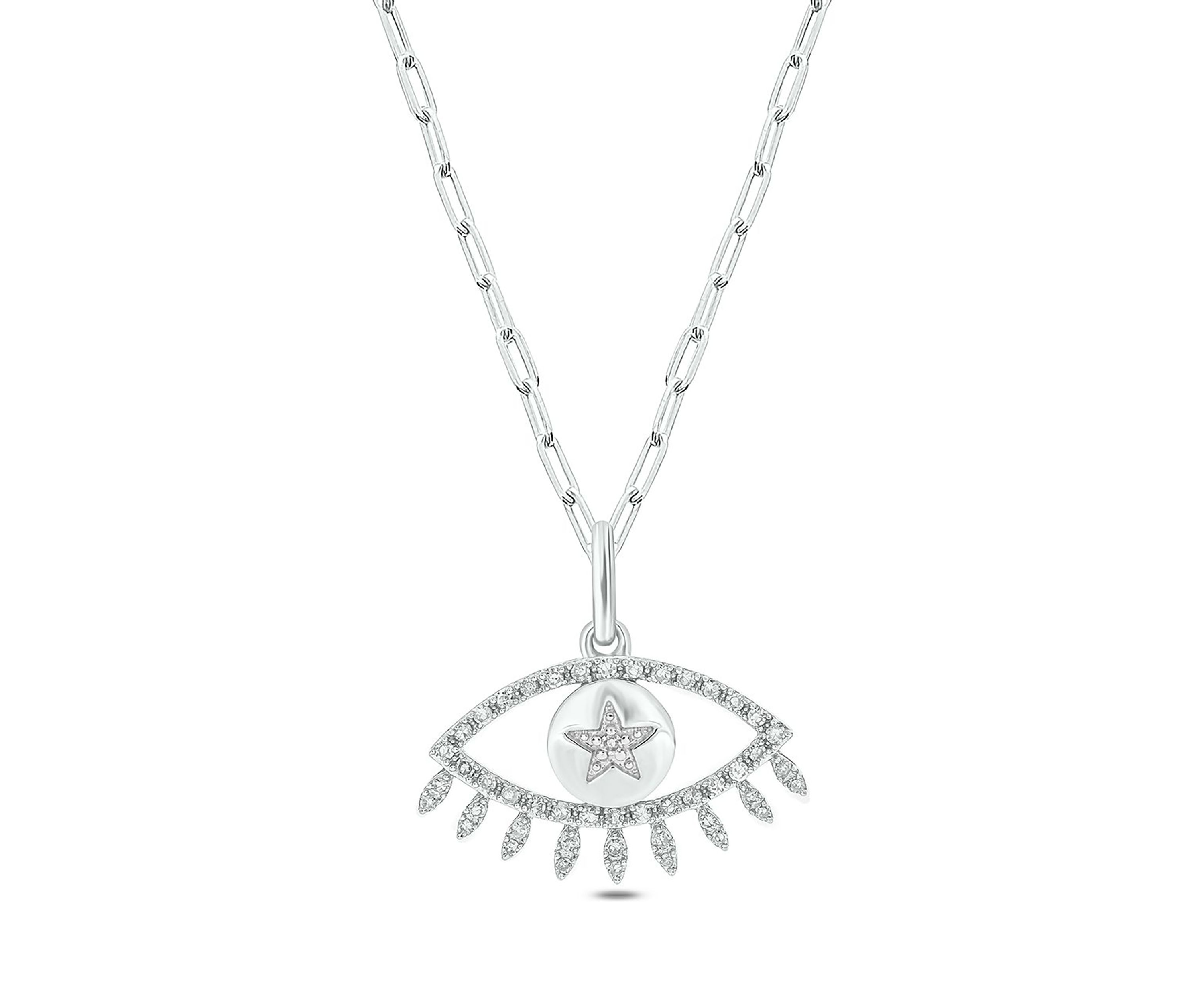 1/5 ct. t.w. Diamond Evil Eye Pendant in Sterling Silver