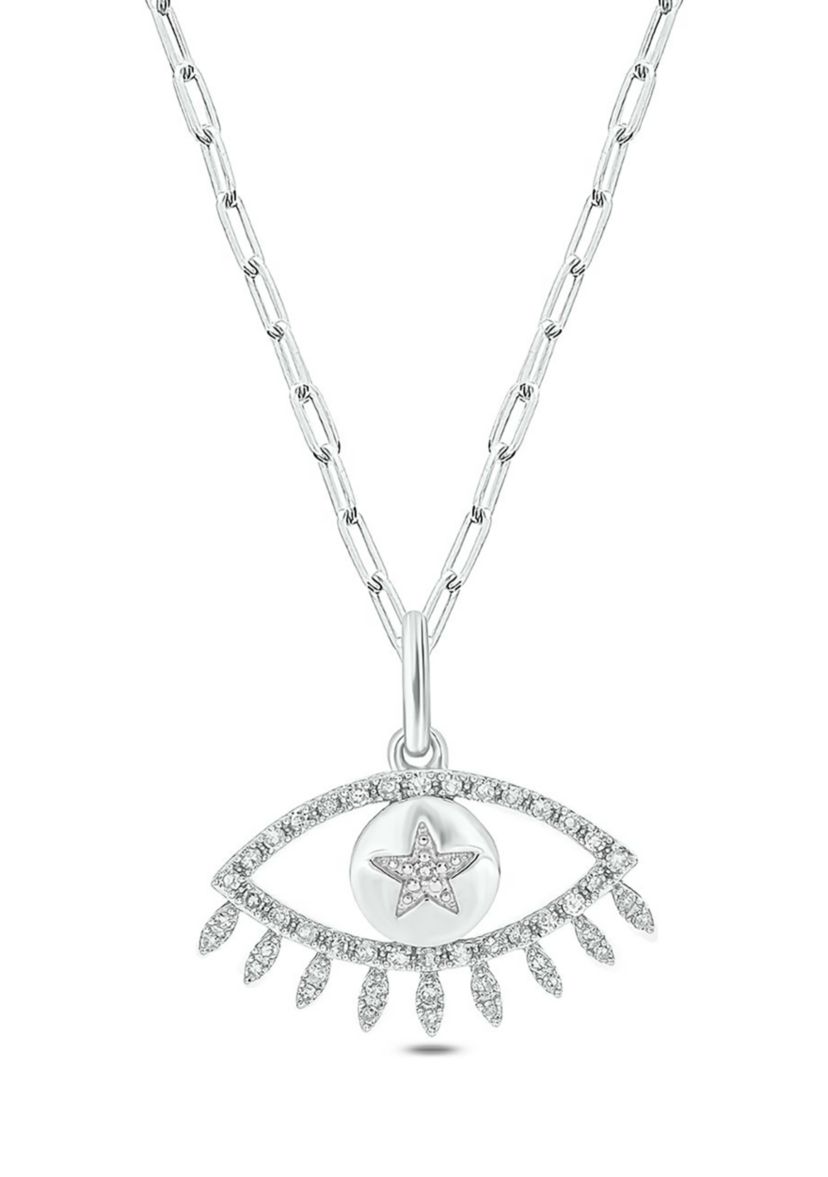 1/5 ct. t.w. Diamond Evil Eye Pendant in Sterling Silver