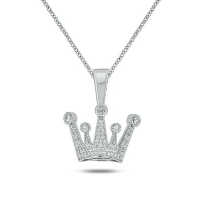 Belk & Co 1/3 ct. t.w Natrual White Diamond Hip Hop Crown Pendant in Sterling Silver