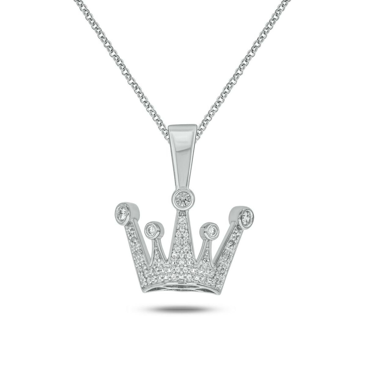 1/3 ct. t.w Natrual White Diamond Hip Hop Crown Pendant in Sterling Silver
